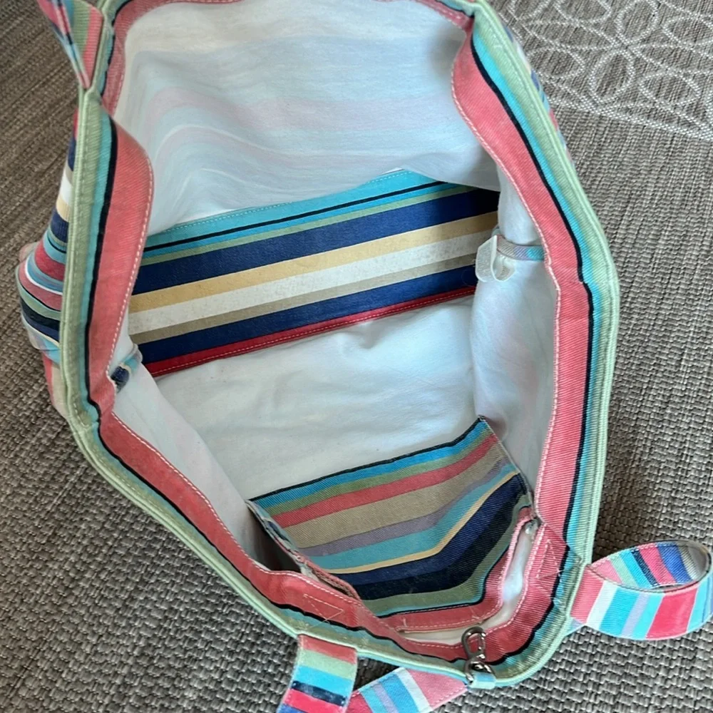 Vintage Eddie Bauer Summer Striped Cotton Canvas Tote